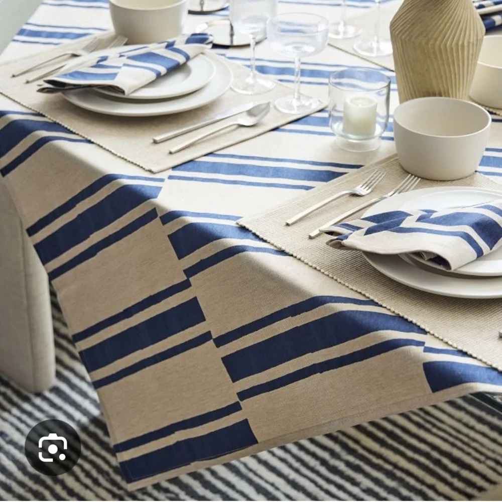 West elm Quincy Block Print Stripe Table Throw